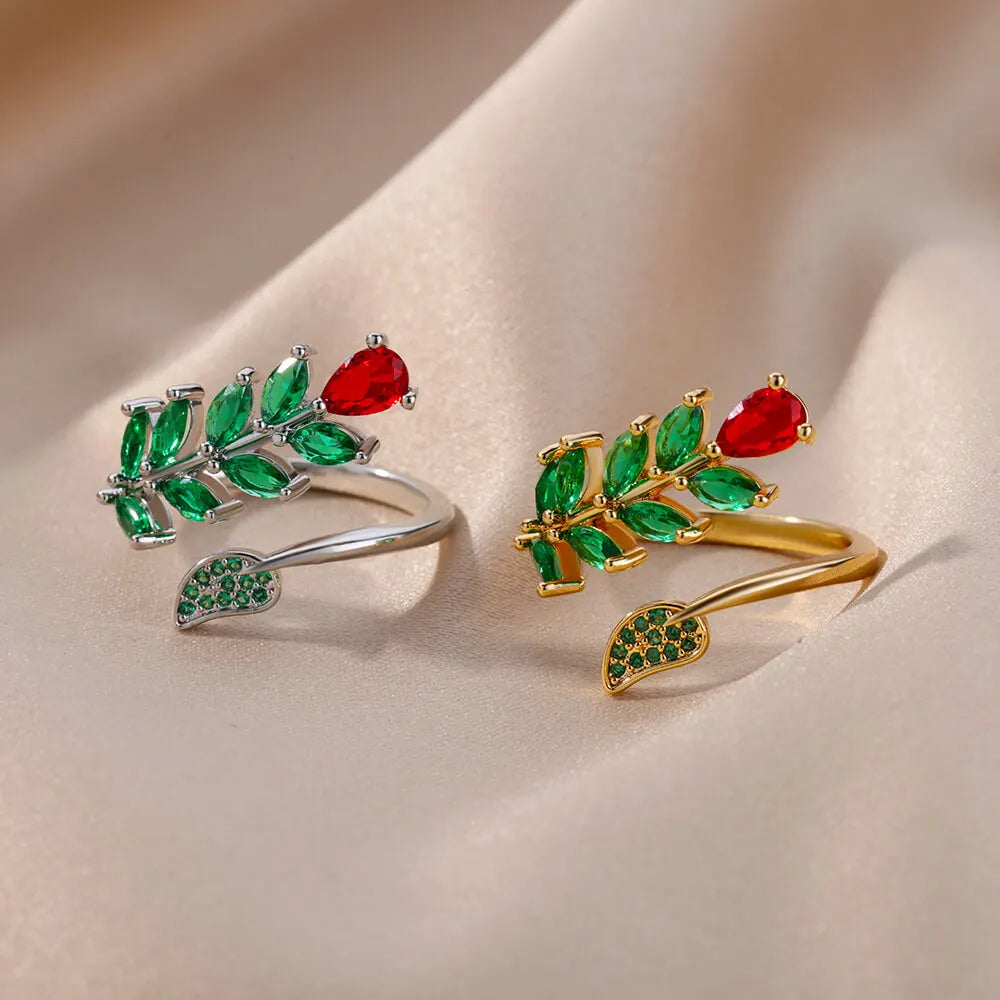 Zircon Flower Leaf Ring