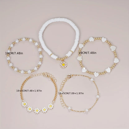 5 PCS Daisy Flower Bracelet