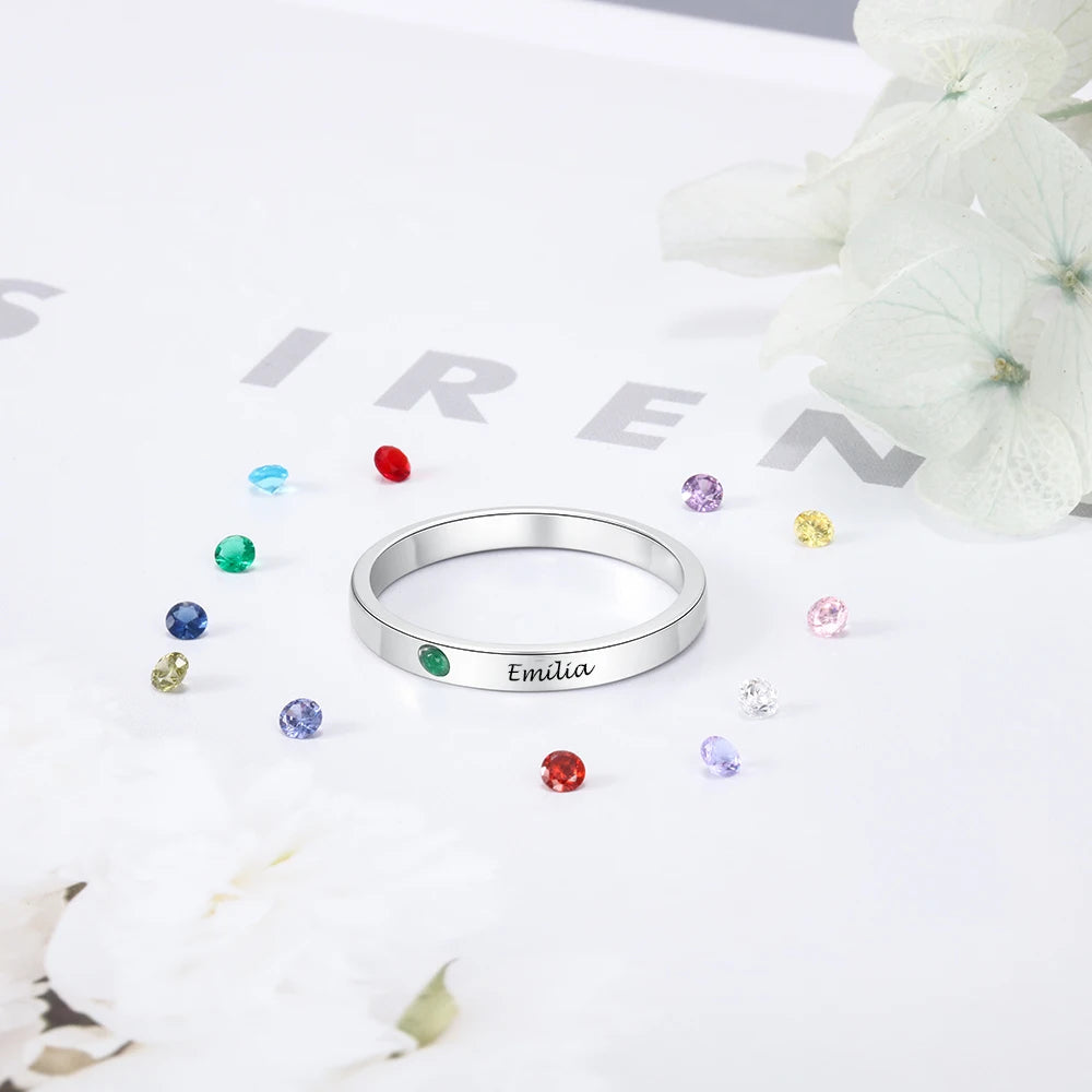 Personalized Birthstone Name Ring