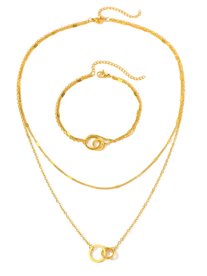 Interlocking Circle Necklace & Bracelet Set