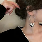 Heart Hollow Hoop Earrings