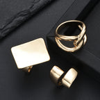 3 PCS Bold Statement Gold Ring Set