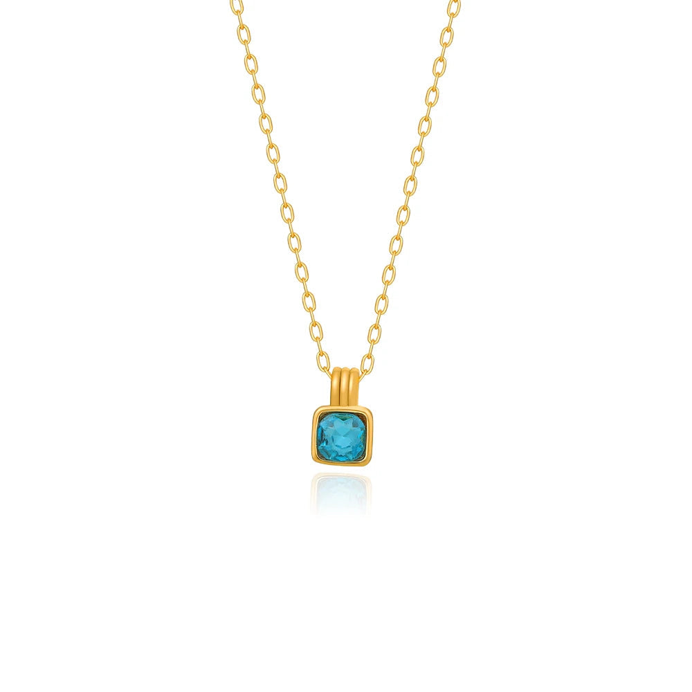 Gold Blue Zircon Jewelry Set