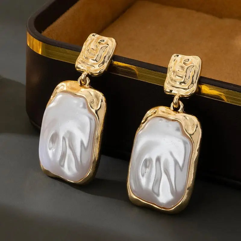 Square Pleated Drop Earrings