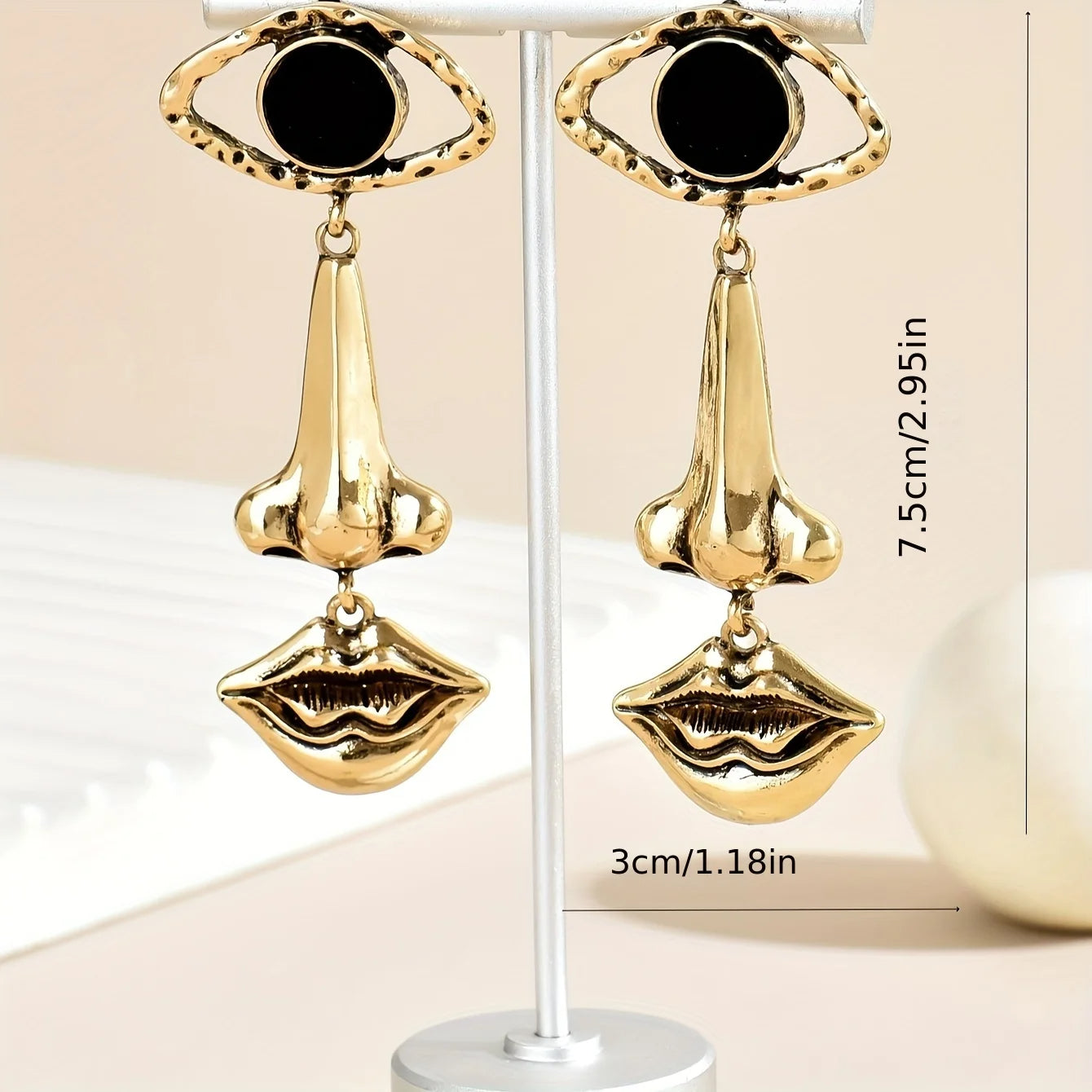 Abstract Black Eye Portrait Earrings