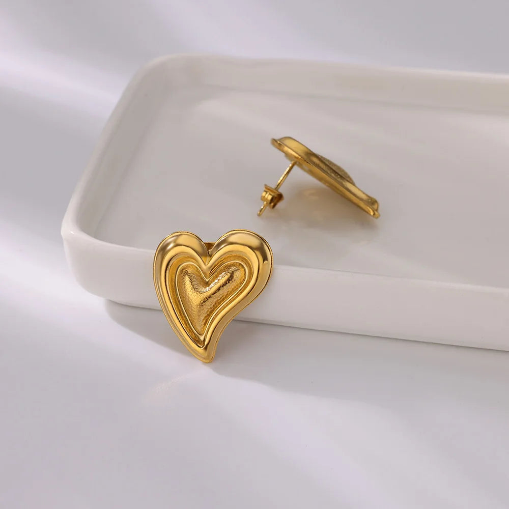 Twisted Heart Stud Earrings