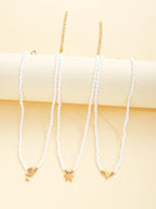 3 PCS Layered Pearl & Charm Necklace Set