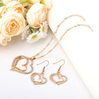 3 PCS Double Heart Crystal Jewelry Set