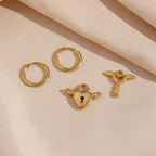 Angel Heart Lock & Key Earrings