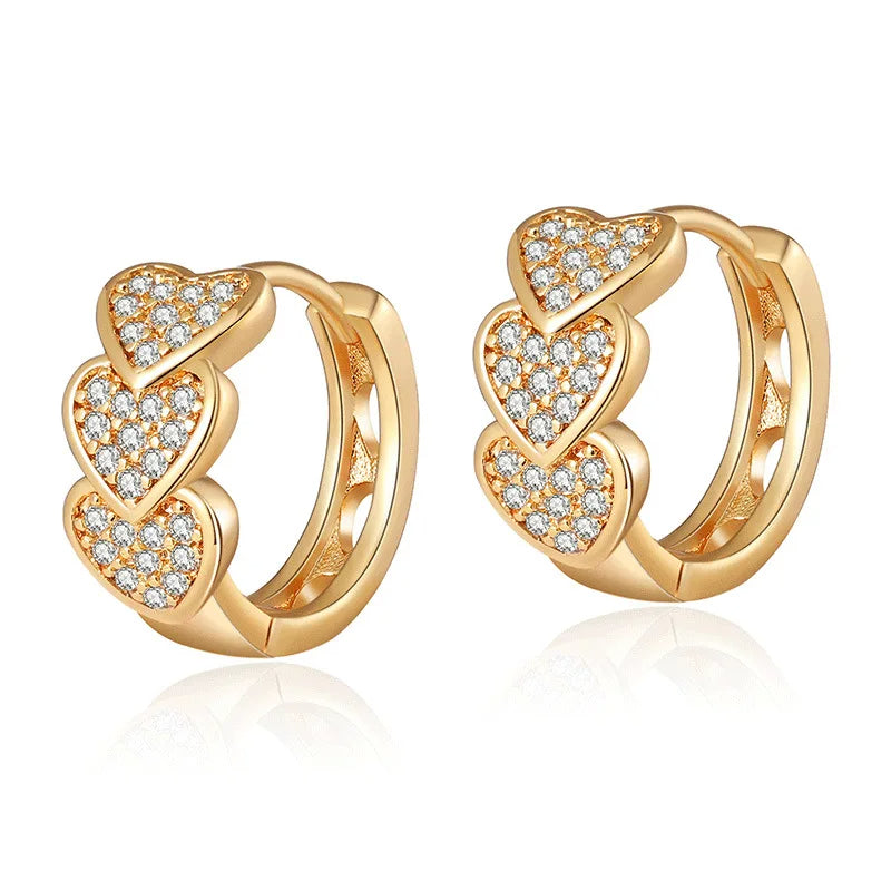 Triple Heart Hoop Earrings