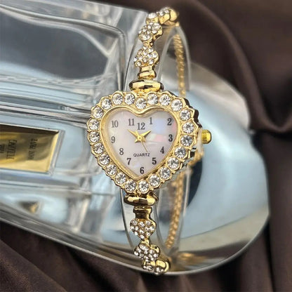 Rhinestone Studded Heart Watch