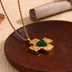 Stone Heart Cross Necklace