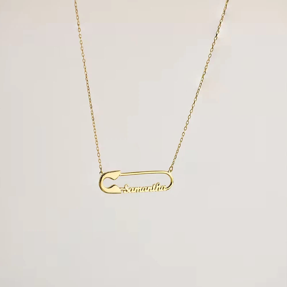 Personalized Gold Pin Necklace