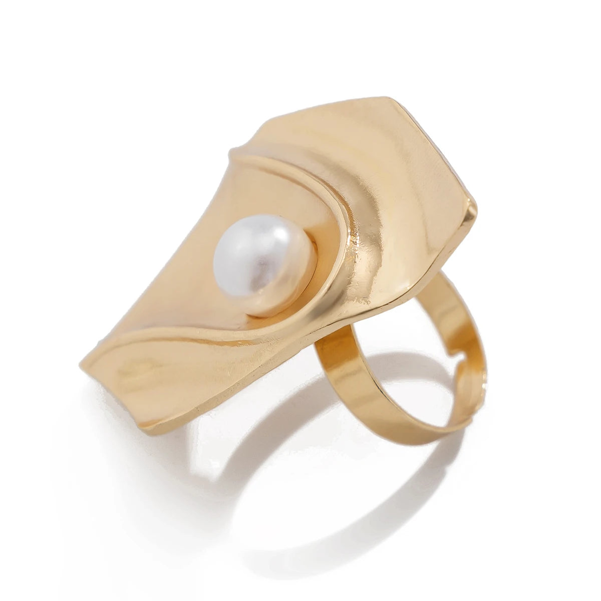 Irregular Geometric Pearl Ring