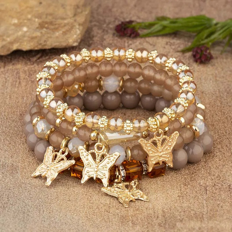 Beaded Butterfly Bracelet Set