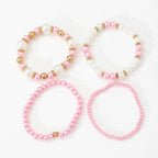 4 PCS White Pearl Beaded Bracelet Set