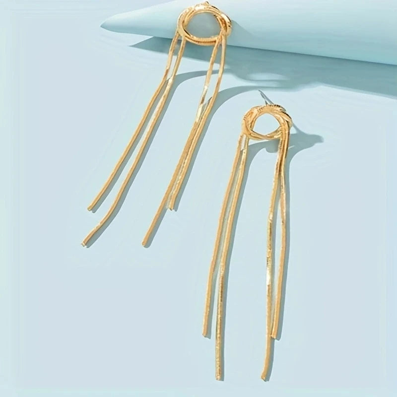 Thin Tassel Circle Earrings