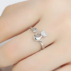 Crystal Cat Heart Ring