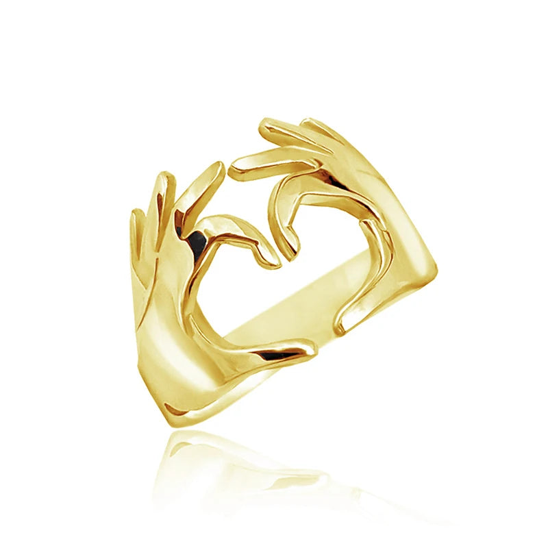 Double Hand Heart Ring