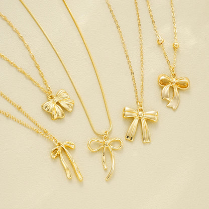 5 PCS Layered Bow Charm Necklace Set