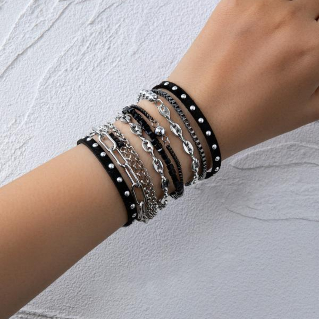 10 PCS Dark Punk Bracelet Set