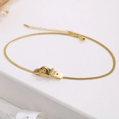 Gold Belt Buckle Choker Necklace