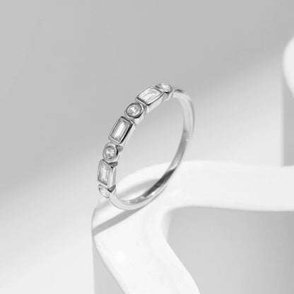 Geometric Diamond Band Ring