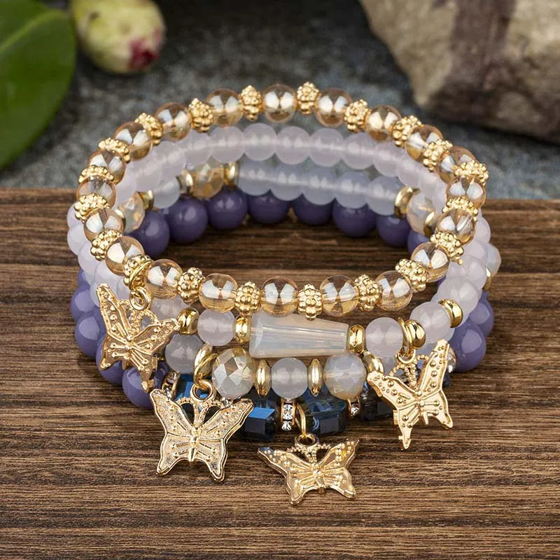 Beaded Butterfly Bracelet Set