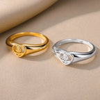 Hollow Heart Sunflower Ring