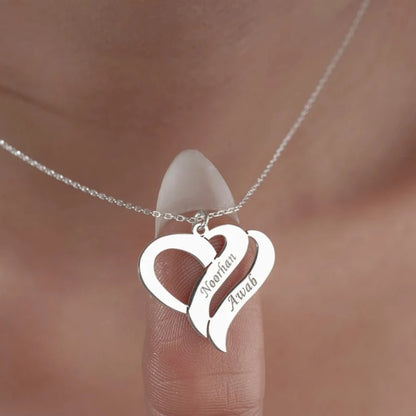 Personalized Double Name Heart Necklace