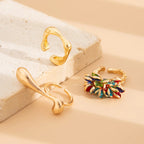 3 PCS Vintage Crystal Tassel Ring Set