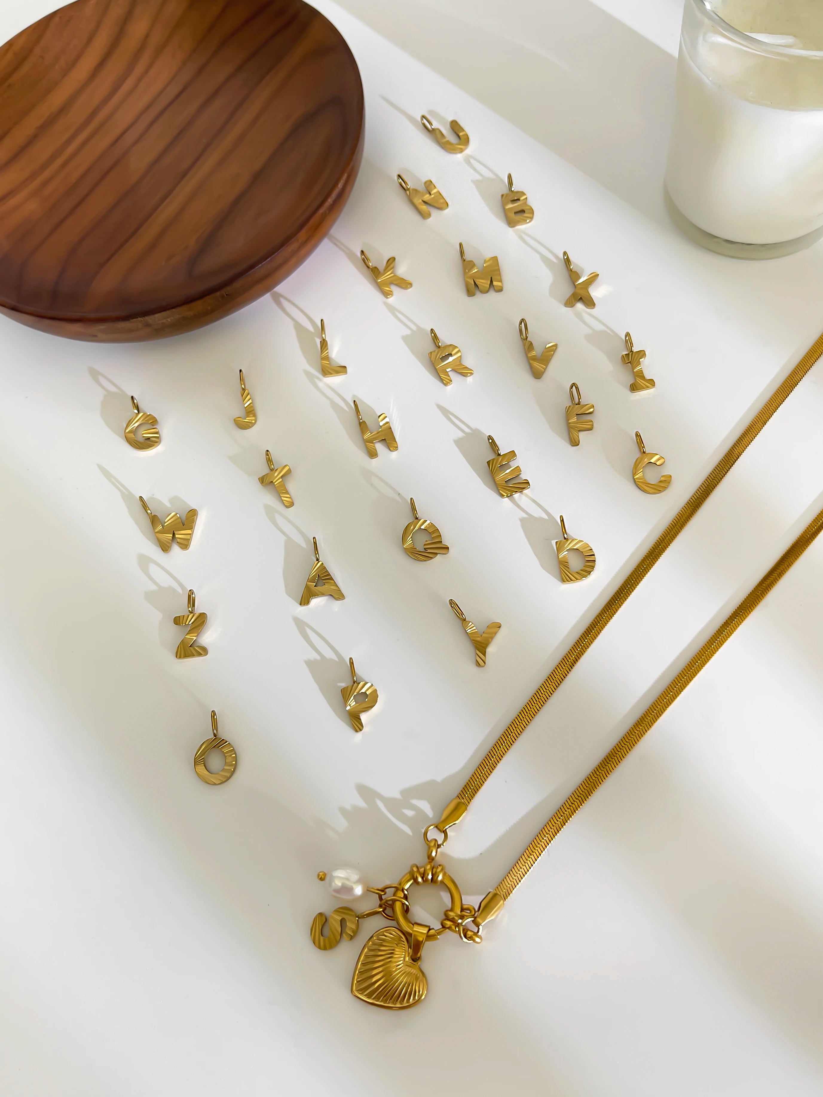 Pearl Heart Initial Necklace