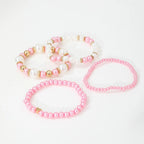 4 PCS White Pearl Beaded Bracelet Set