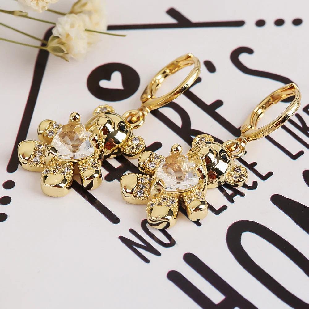 Teddy Bear Heart Earrings