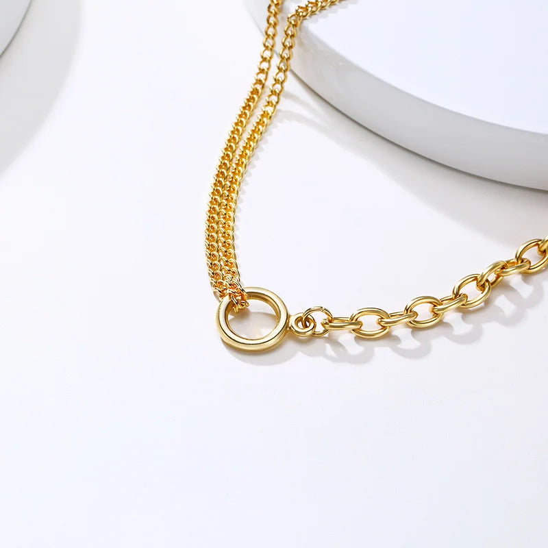 Double Chain Circle Necklace