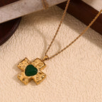 Stone Heart Cross Necklace