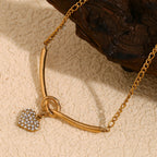 Rhinestone Knot Heart Necklace