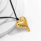 Knotted Bow Puffy Heart Necklace