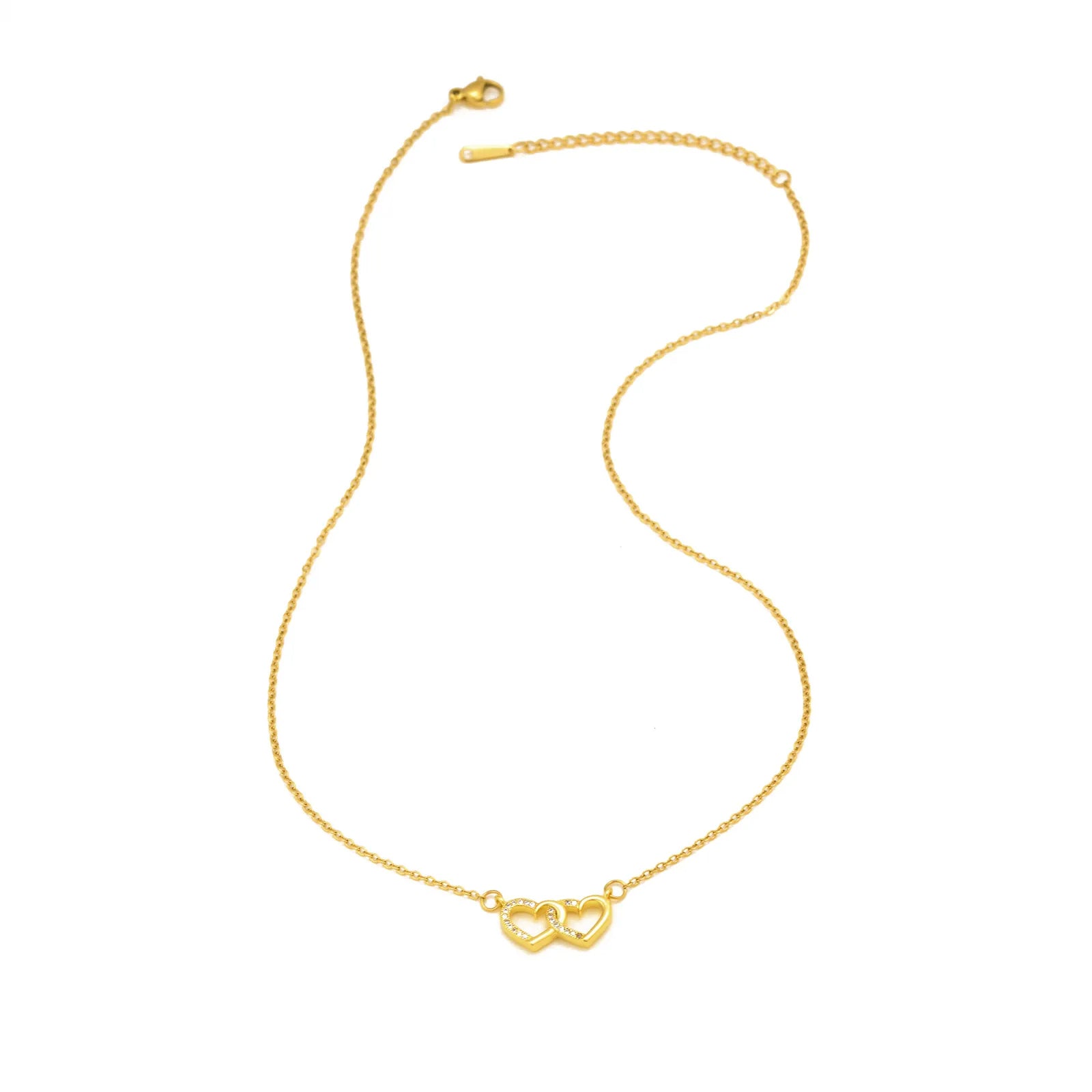 Zircon Interlocking Hearts Necklace
