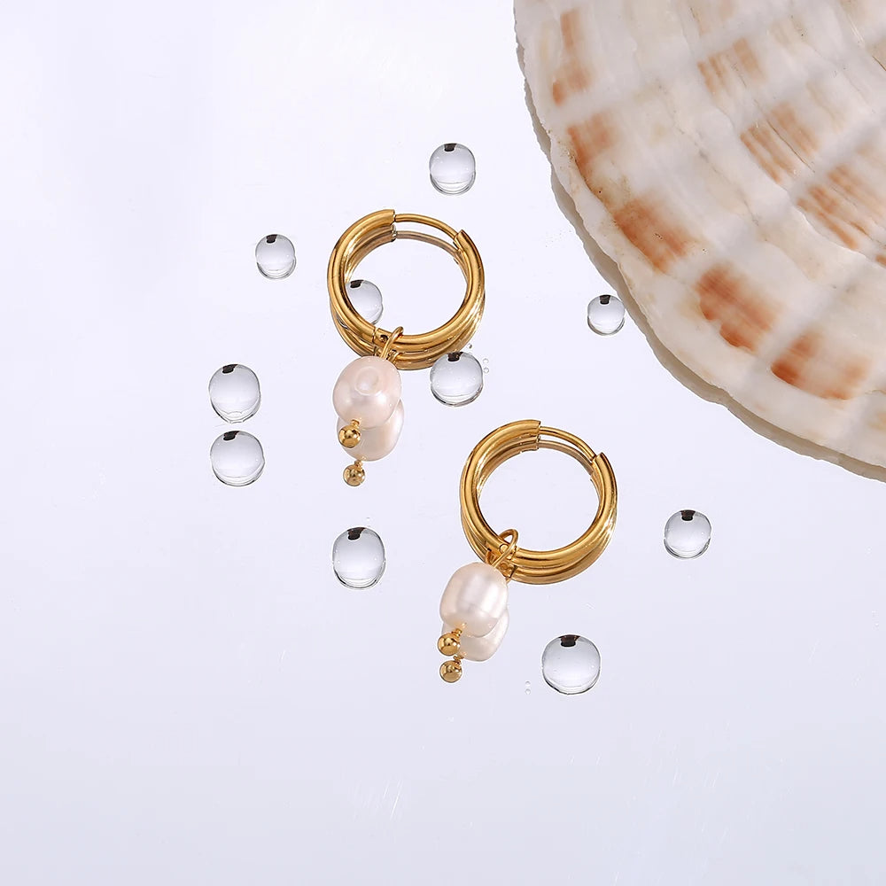 Freshwater Pearl Hoop Earrings