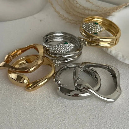 3 PCS Snake Rhinestone Chunky Bracelet Set