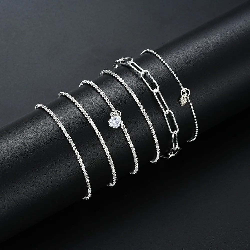6 PCS Chunky Chain Link Bracelet Set
