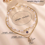 3 PCS Layered Hamsa & Pearl Necklace Set
