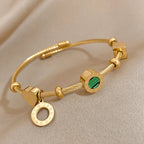 Malachite Roman Numerals Charm Bracelet