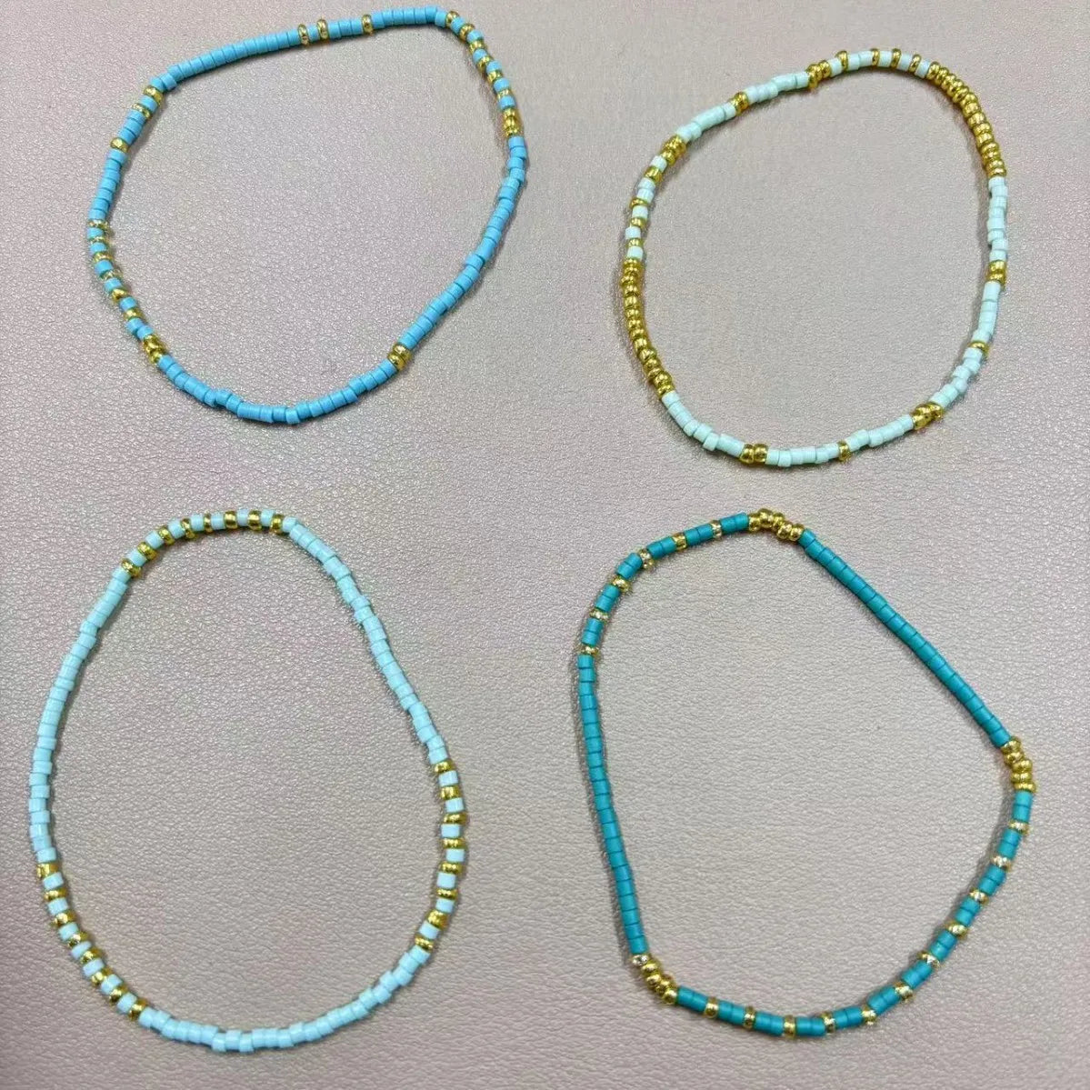 4 PCS Handmade Oceanic Bead Bracelet Set