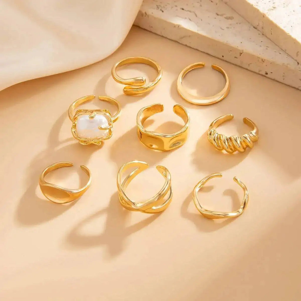 8 PCS Pearl Ring Set