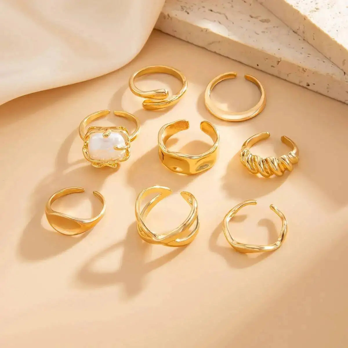 8 PCS Pearl Ring Set