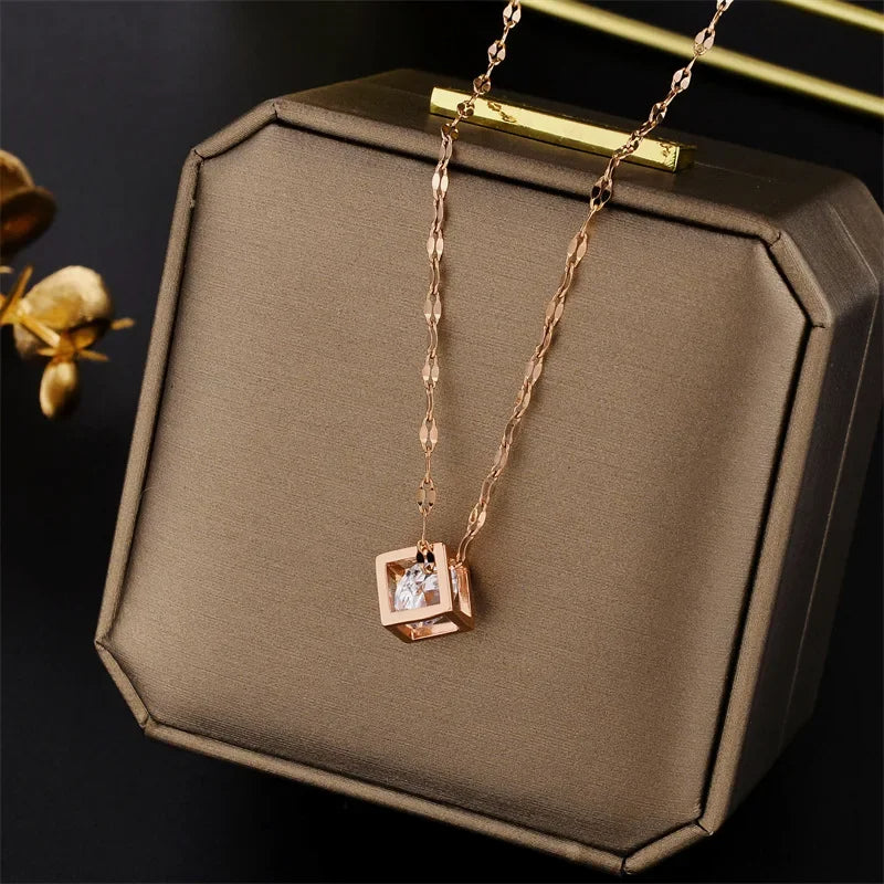 Hollow Square Necklace