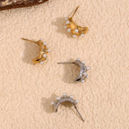 Pearl Crescent Moon Earrings