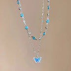 Blue Crystal Butterfly Necklace